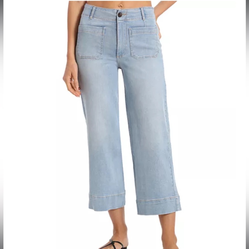 Bagatelle Light Blue Cropped Straight Leg Sailor Style Jeans in Siene Wash - 31